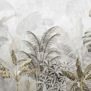 Gold Tropical Wallpaper Design - 3D illustration